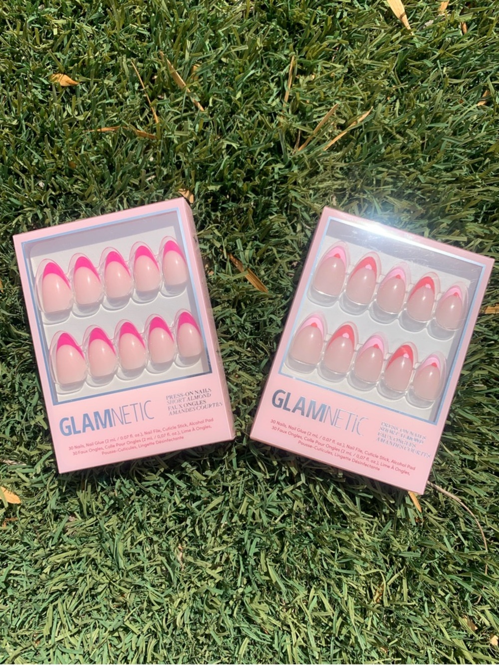 NWT Glamnetic Raspberry Sorbet & Pure Hearted Almond French Tip Press-On Nails